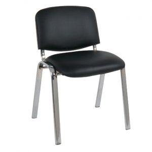 SIGMA καρέκλα επισκέπτη Χρώμιο/PVC Μαύρο